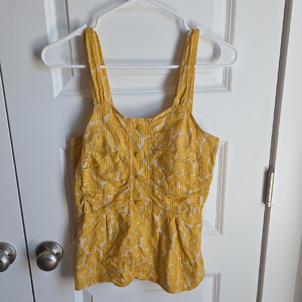 Marc By Marc Jacobs Yellow and White Floral Tank Top Size 6